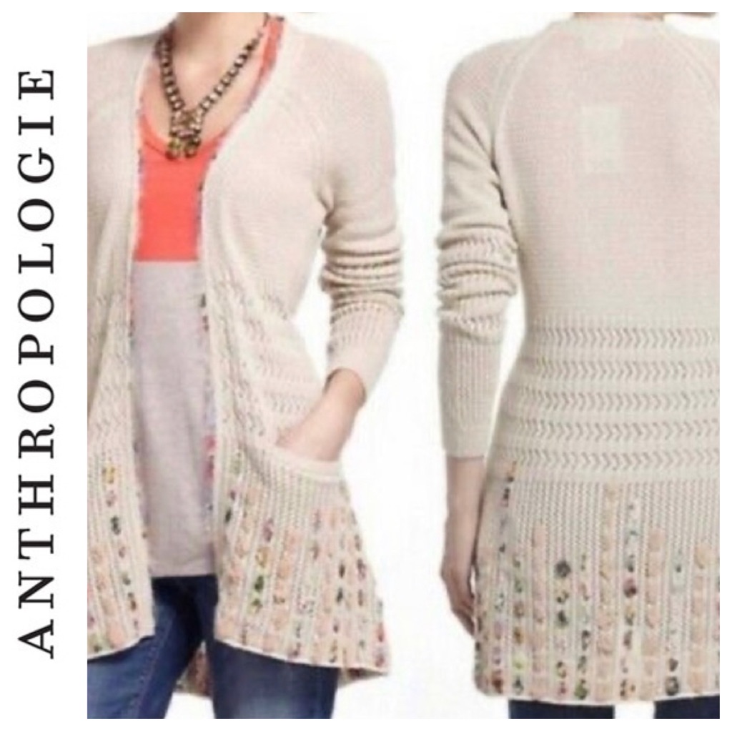 Anthropologie Fiets Voor 2 Silk Ribbon Cardigan